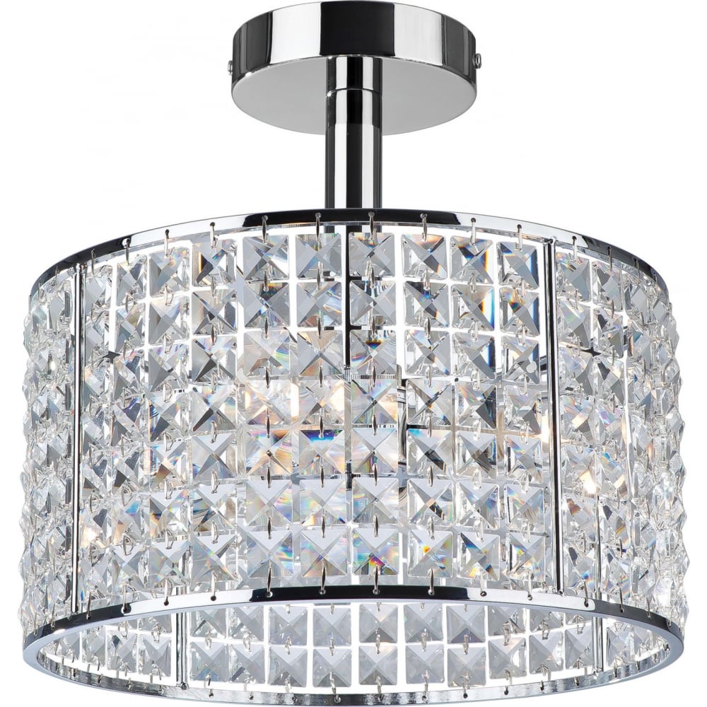 Flux Art Deco Chrome Drum Shade Pendant Light