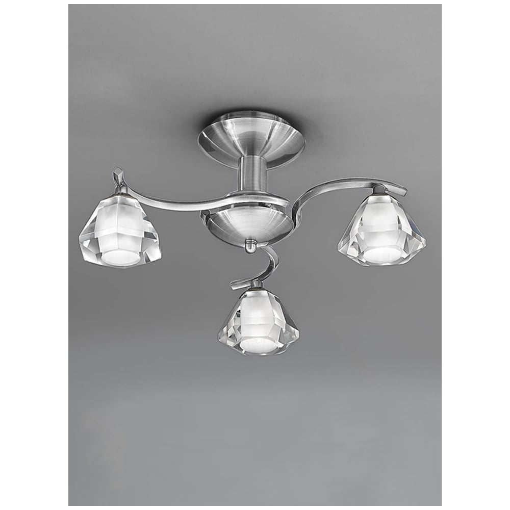 Noble Satin Nickel 3 Bulb Ceiling Light Fixture