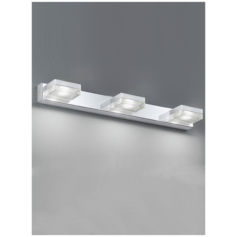 Noble IP44 LED Chrome 3 Light Modern Bathroom Wall Bracket