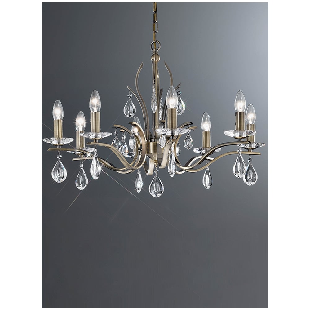 Shimmer Bronze 8 Bulb Faceted Crystal Chandelier