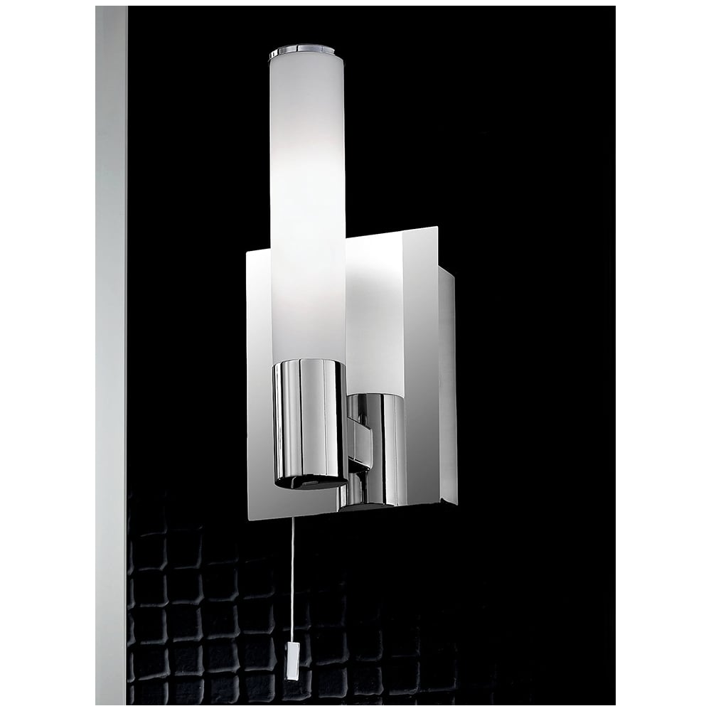 Prestine Chrome Bathroom Wall Light IP44 with Pull Cord