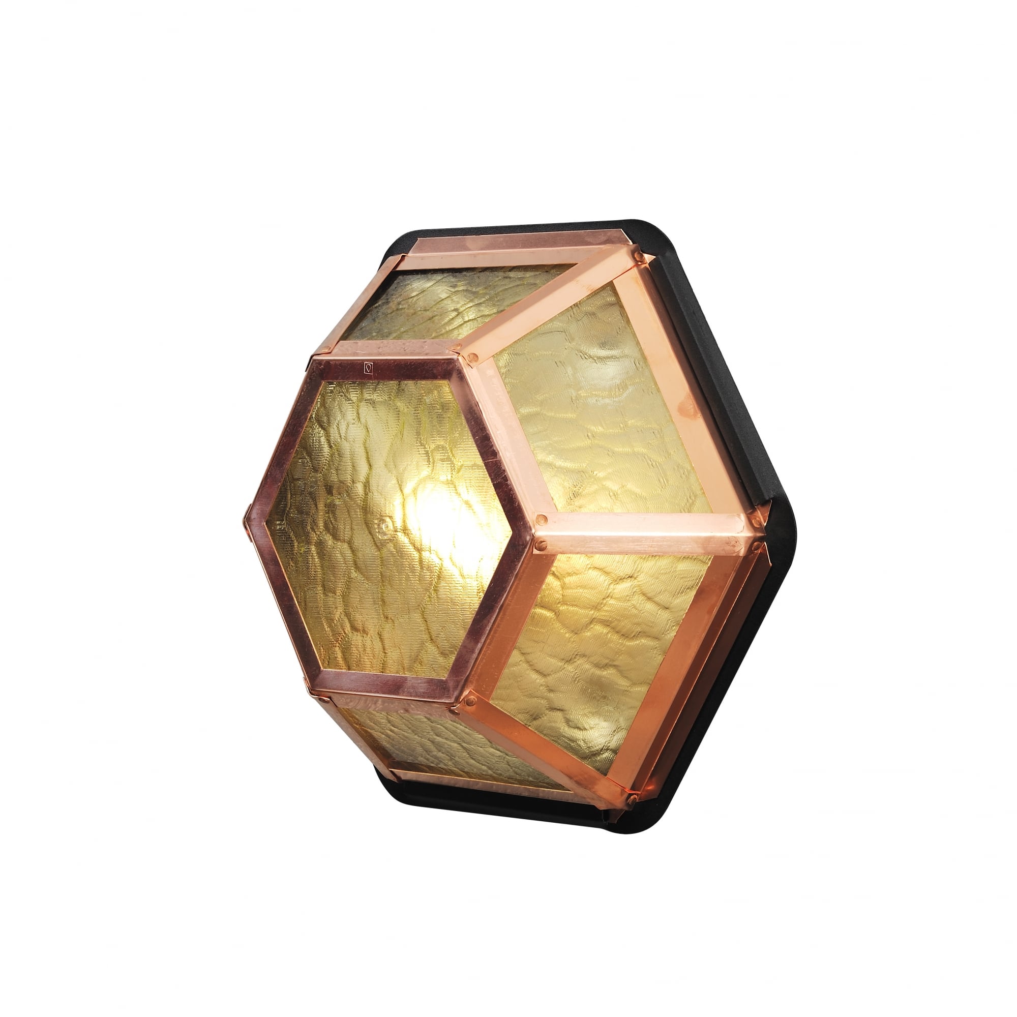 Castor Heaxagon Copper & Amber Glass Ceiling or Wall Light