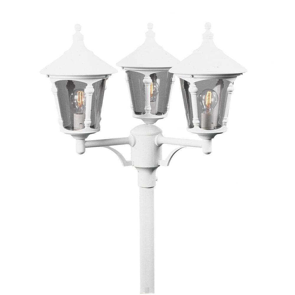 Virgo White Driveway 3 Lantern Outdoor Pole Light