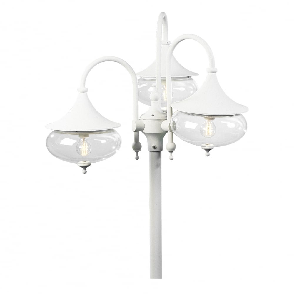 Libra White Driveway 3 Lantern Outdoor Pole Light