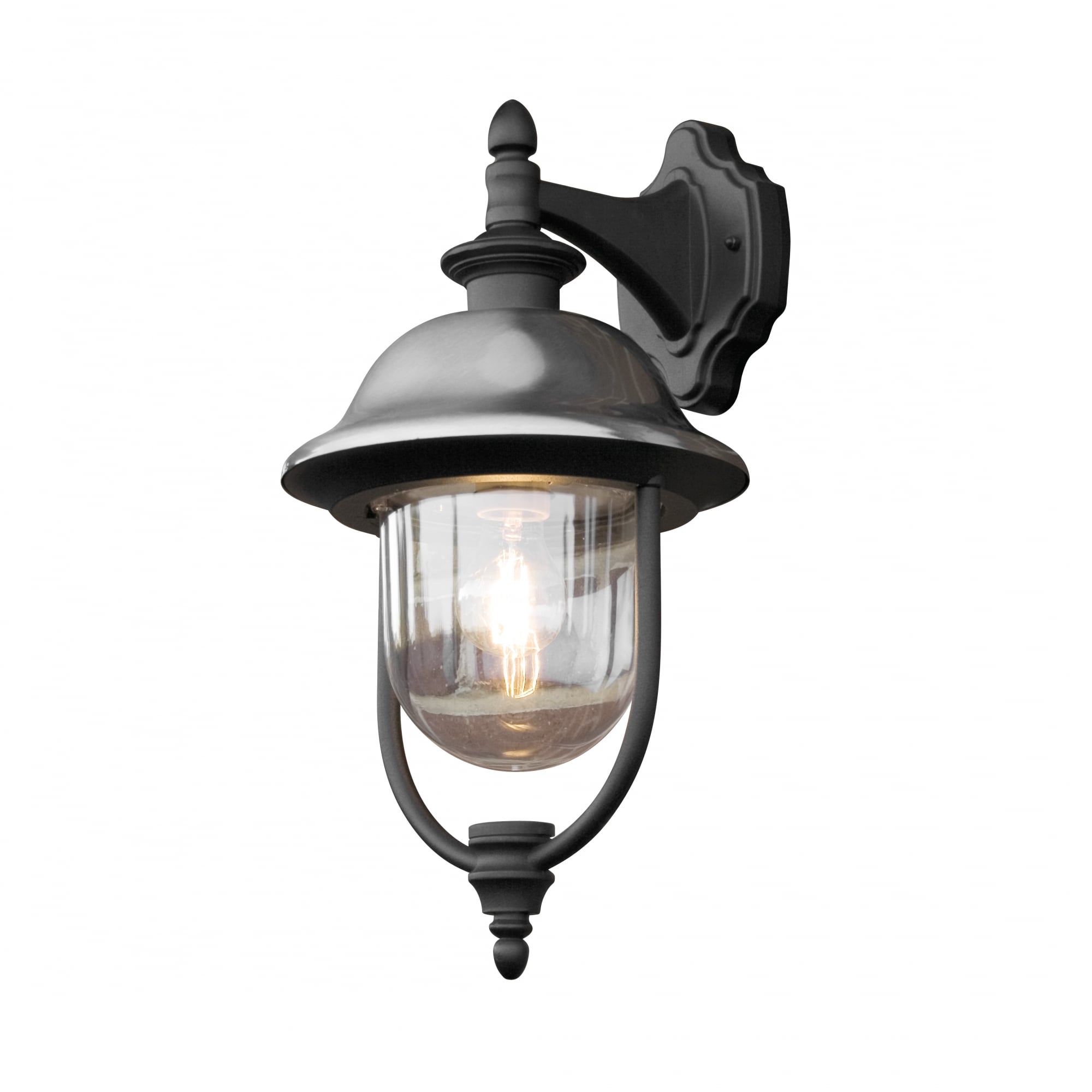 Parma Black and Steel Traditional Garden Downward Lantern