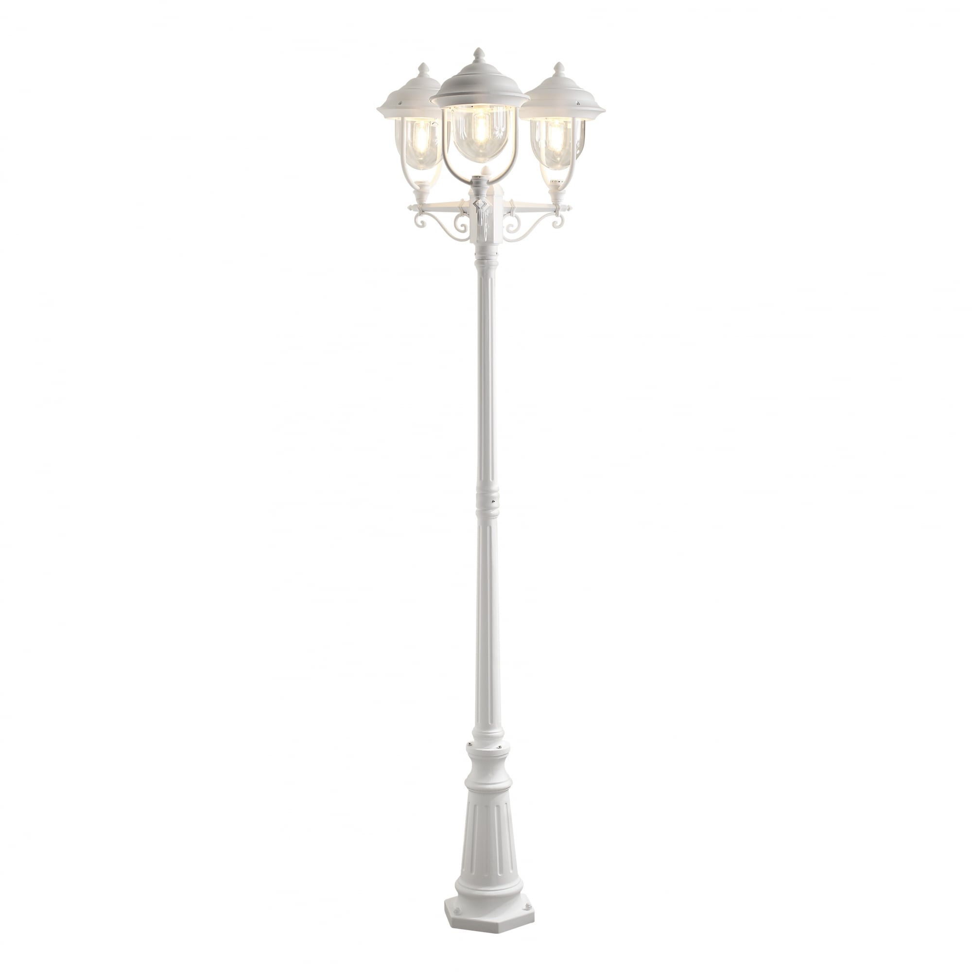 Parma White Driveway 3 Lantern Outdoor Pole Light