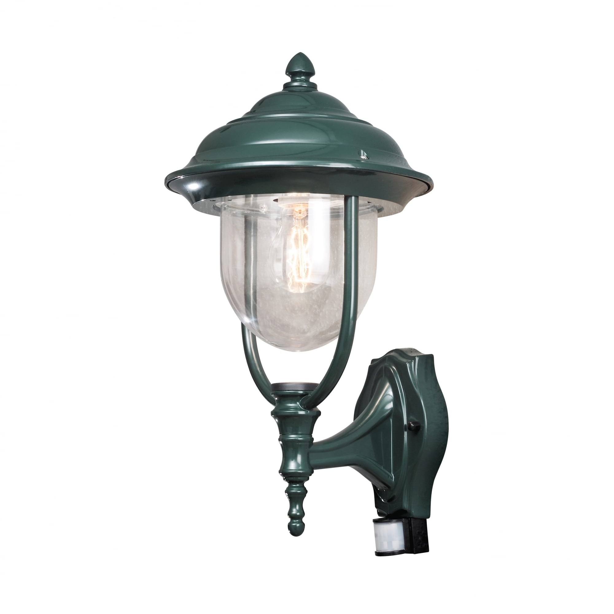 Parma Upturned Wall Lantern, Green with PIR