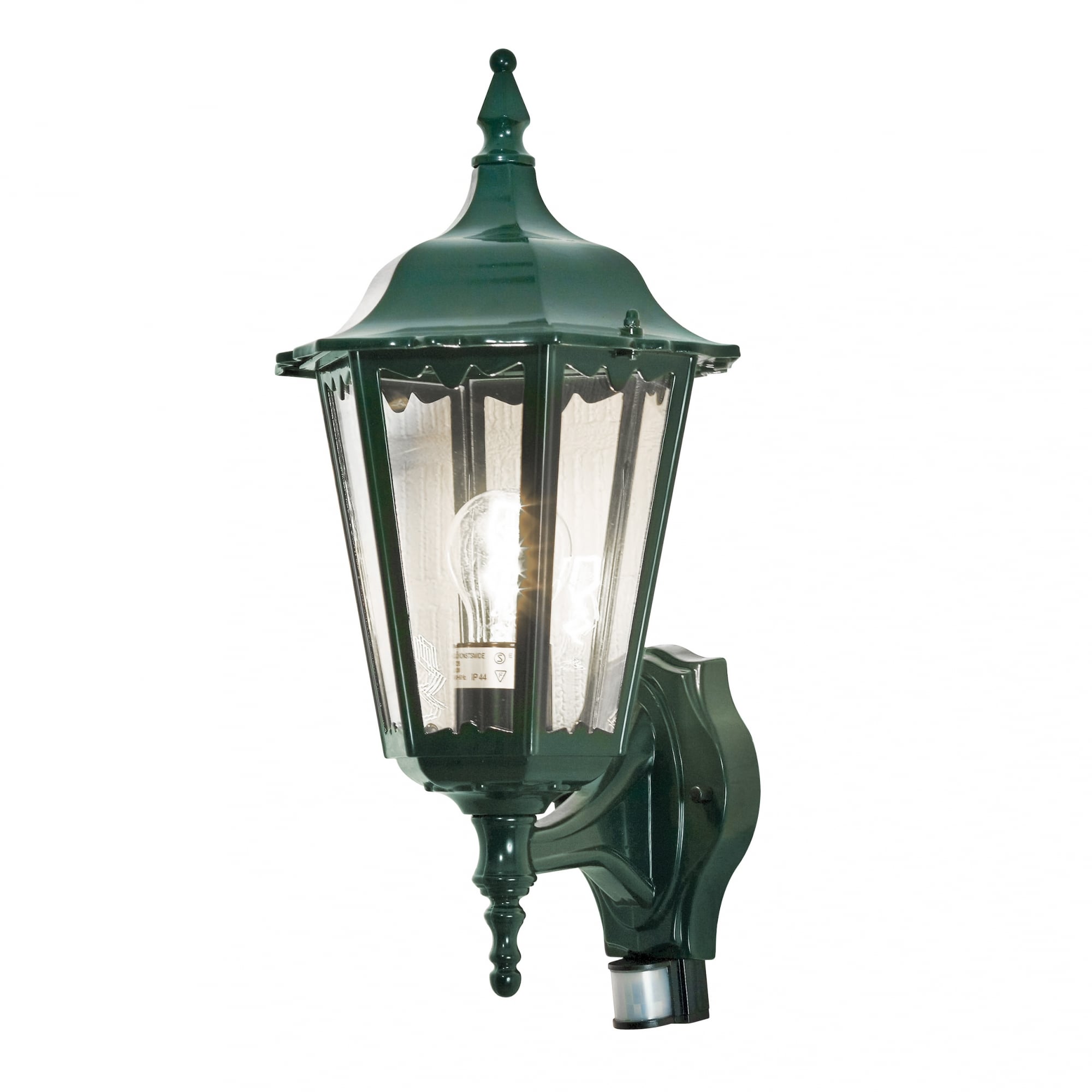 Firenze Upturned Wall Lantern, Green with PIR