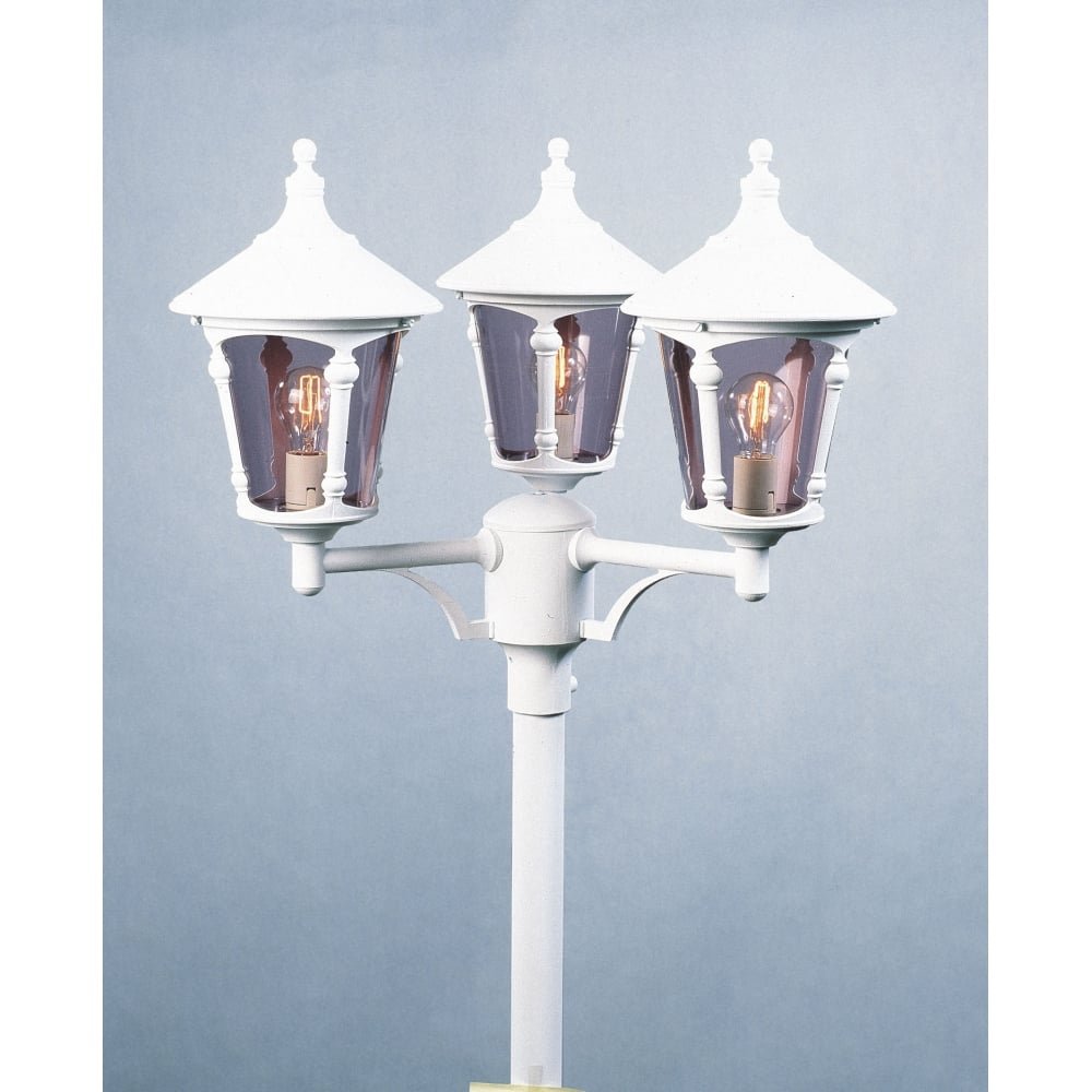 Virgo White Driveway 3 Lantern Outdoor Pole Light