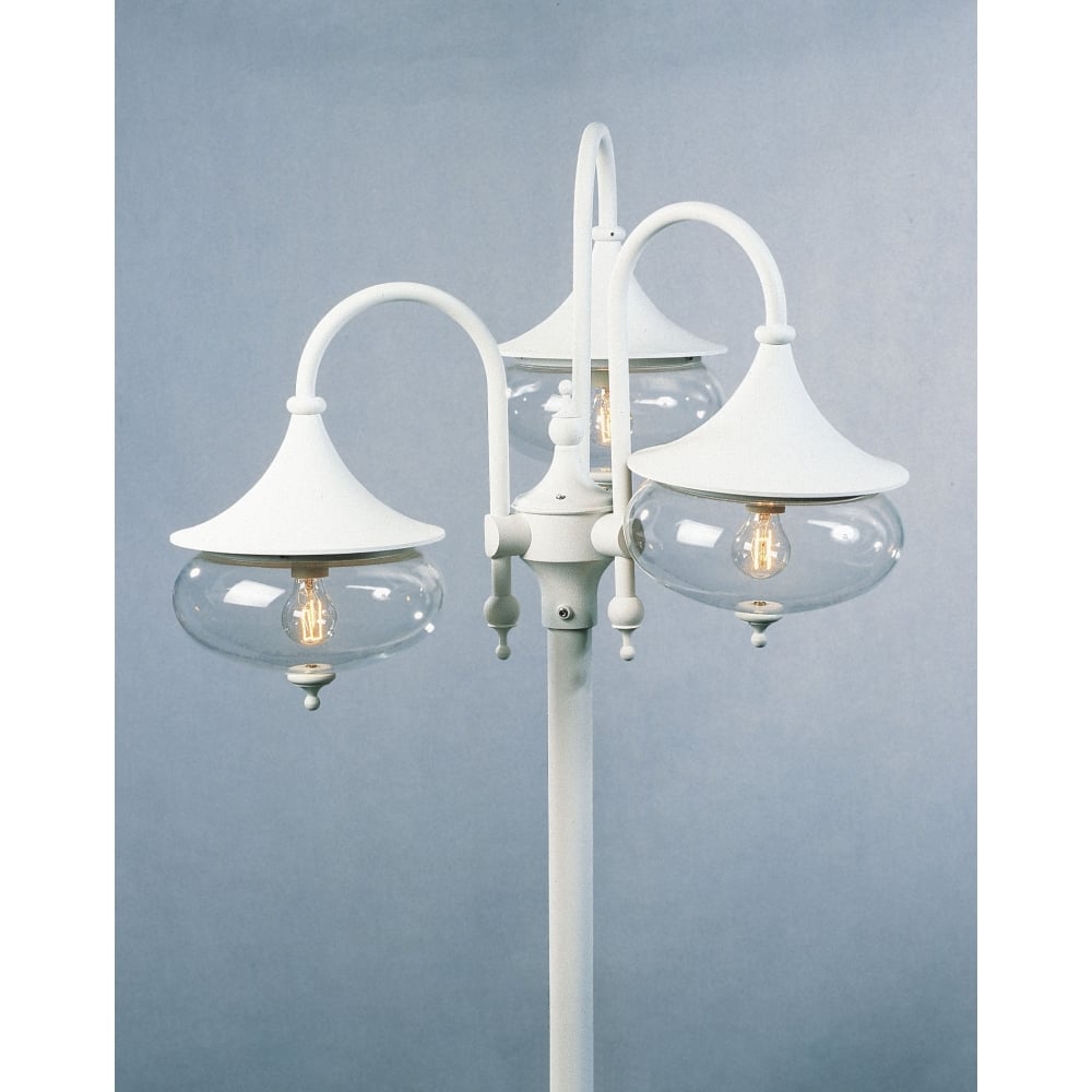 Libra White Driveway 3 Lantern Outdoor Pole Light