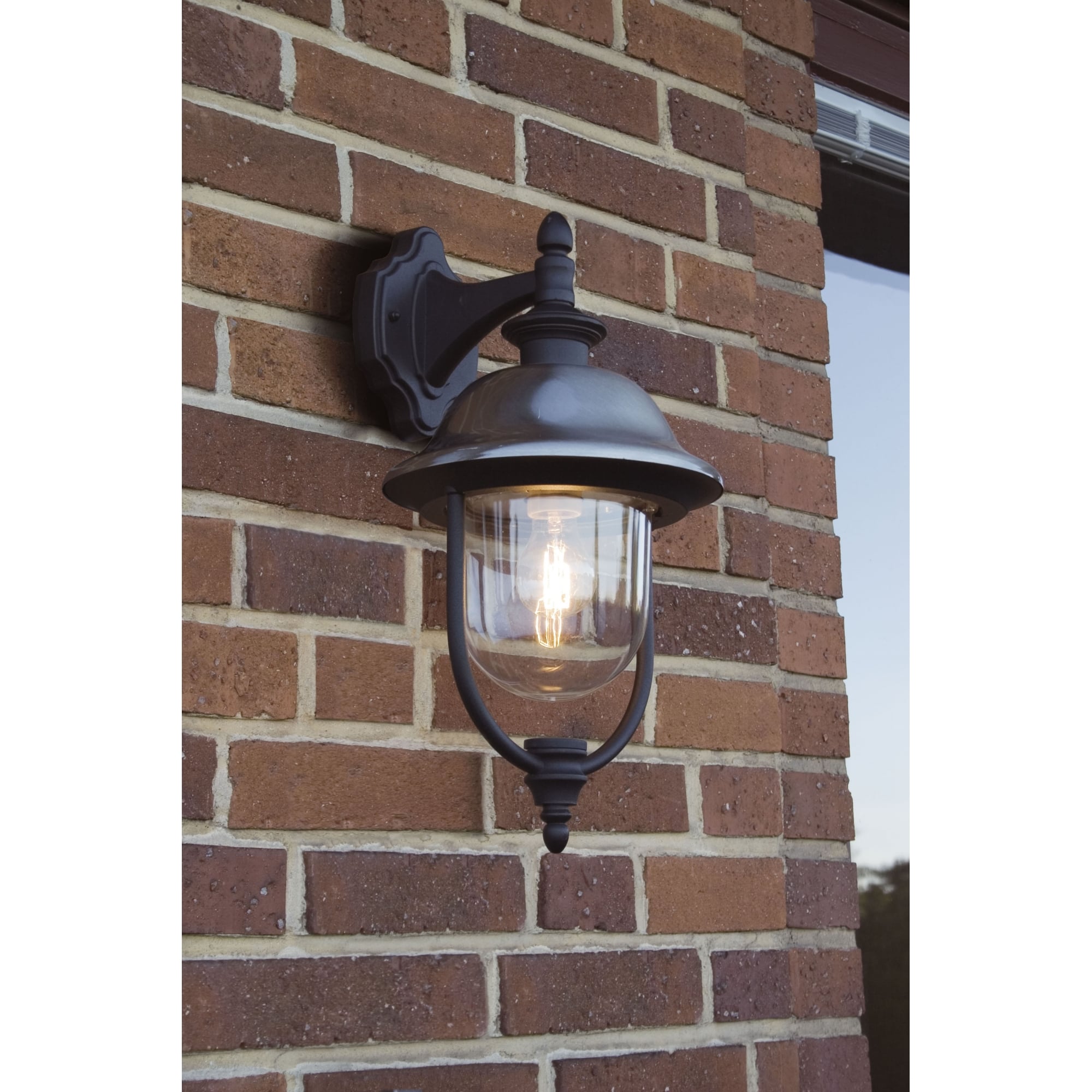 Parma Black and Steel Traditional Garden Downward Lantern