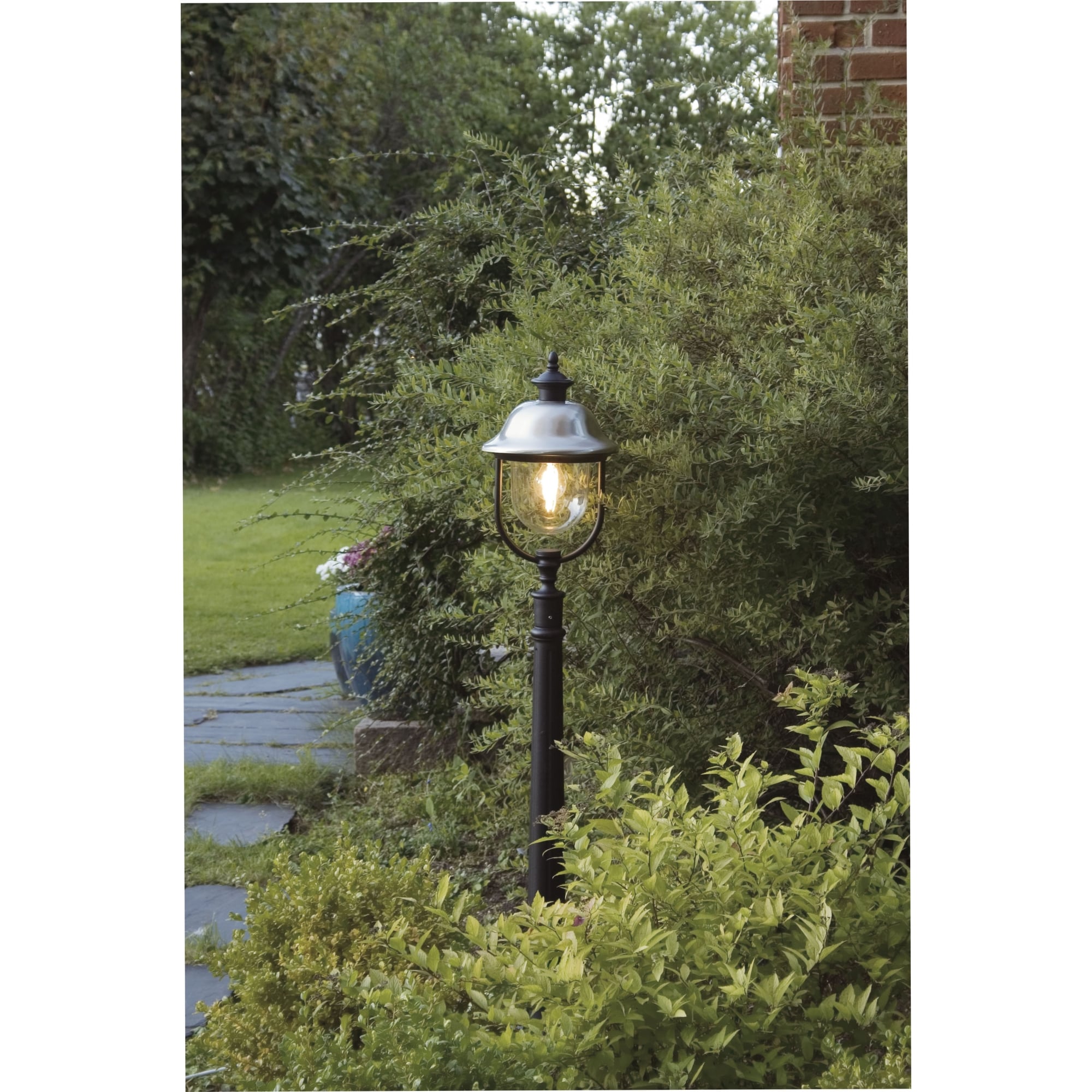 Parma Black Pathway Lantern with Stainless Steel Cap