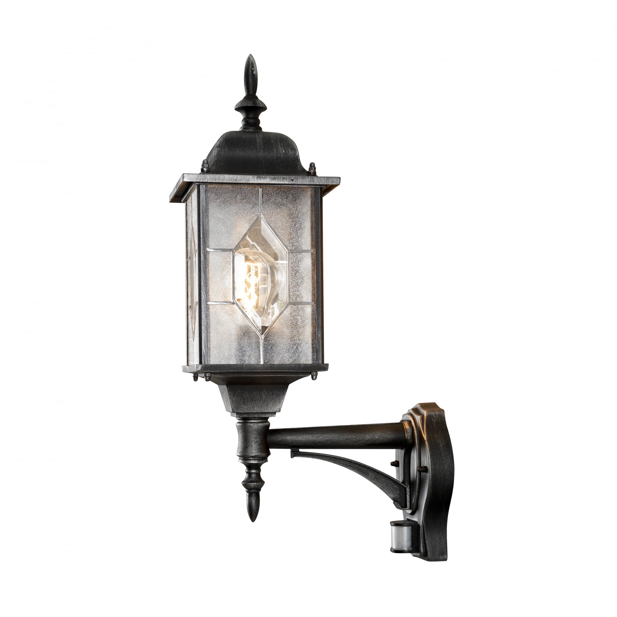 Milano Black Silver Wall Lamp with PIR