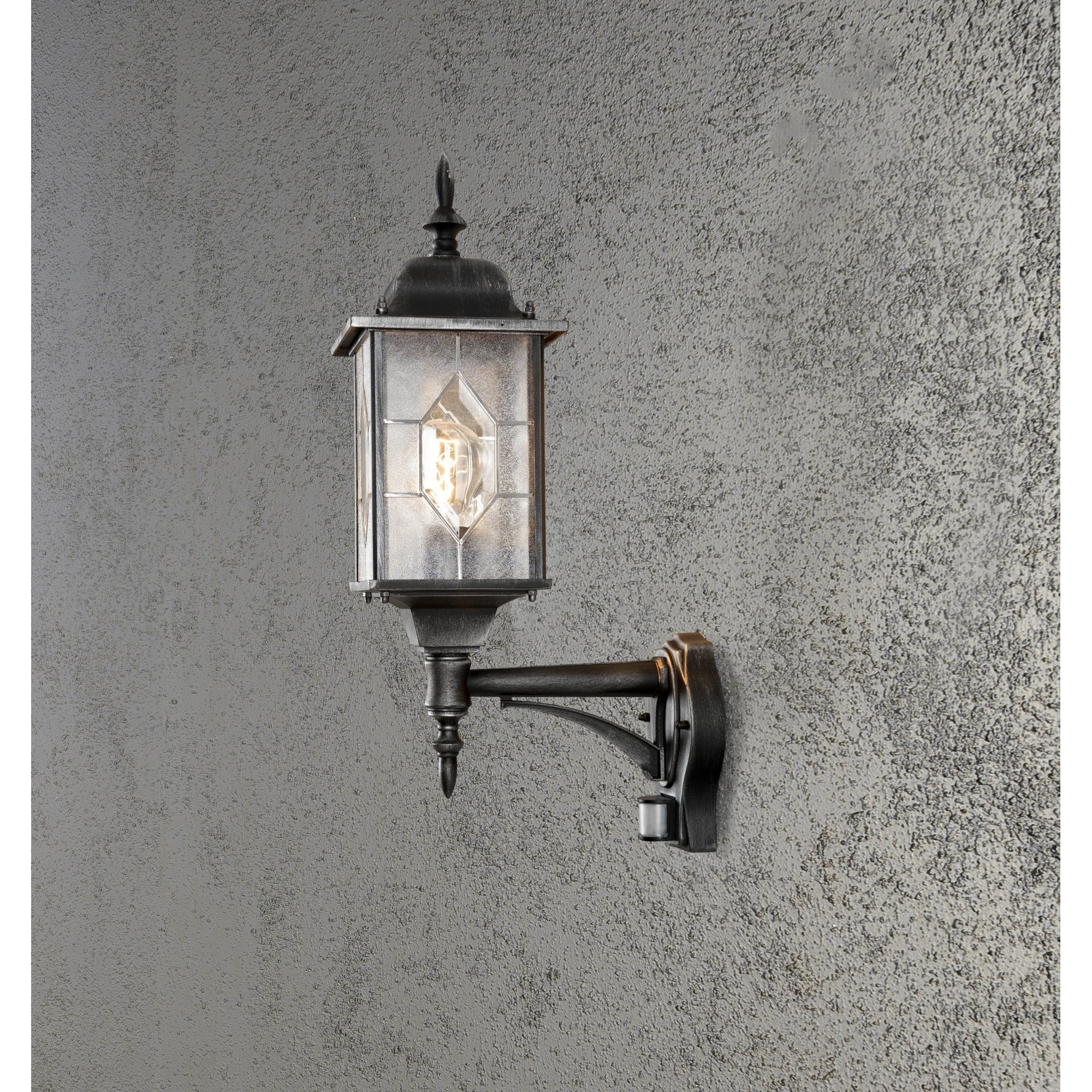 Milano Black Silver Wall Lamp with PIR