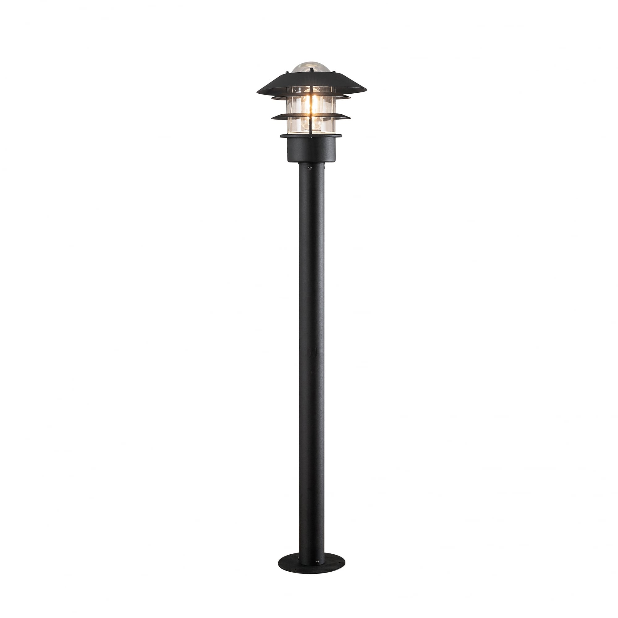 Modena Aluminium Post Light Bollard Glass Globe Matt Black