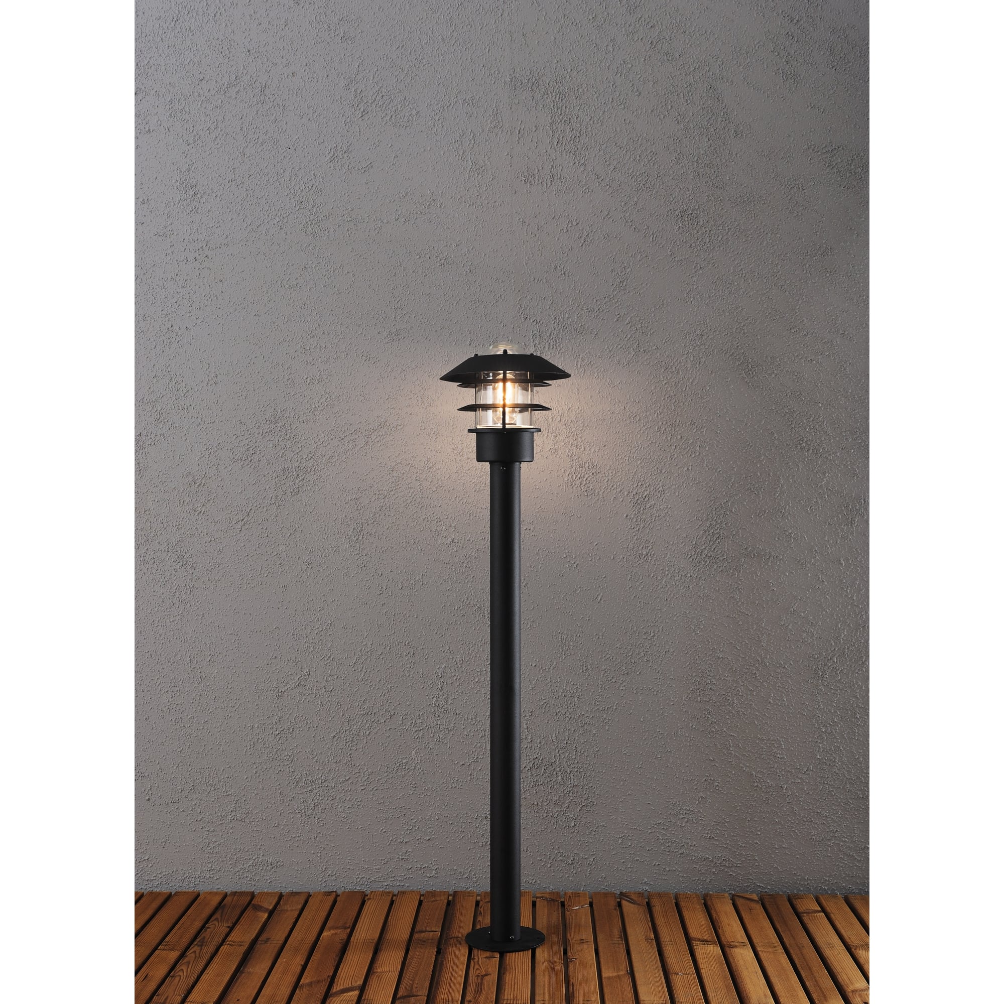 Modena Aluminium Post Light Bollard Glass Globe Matt Black