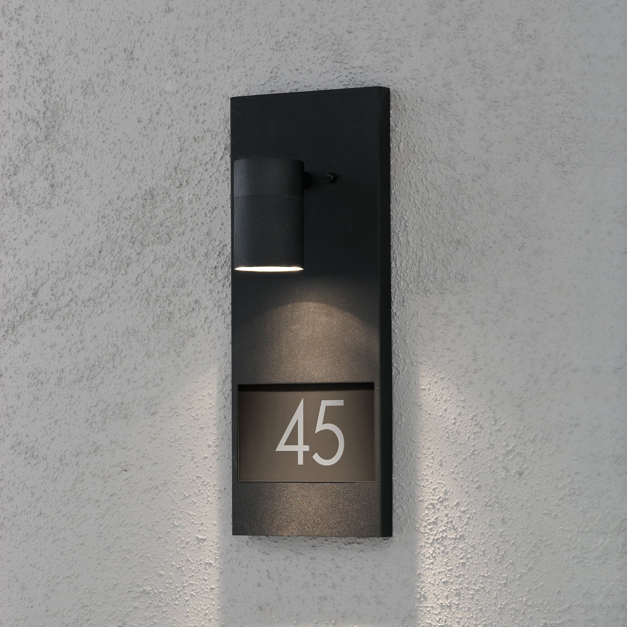 Modena Black LED Aluminium Illuminated House Numbers Wall Light