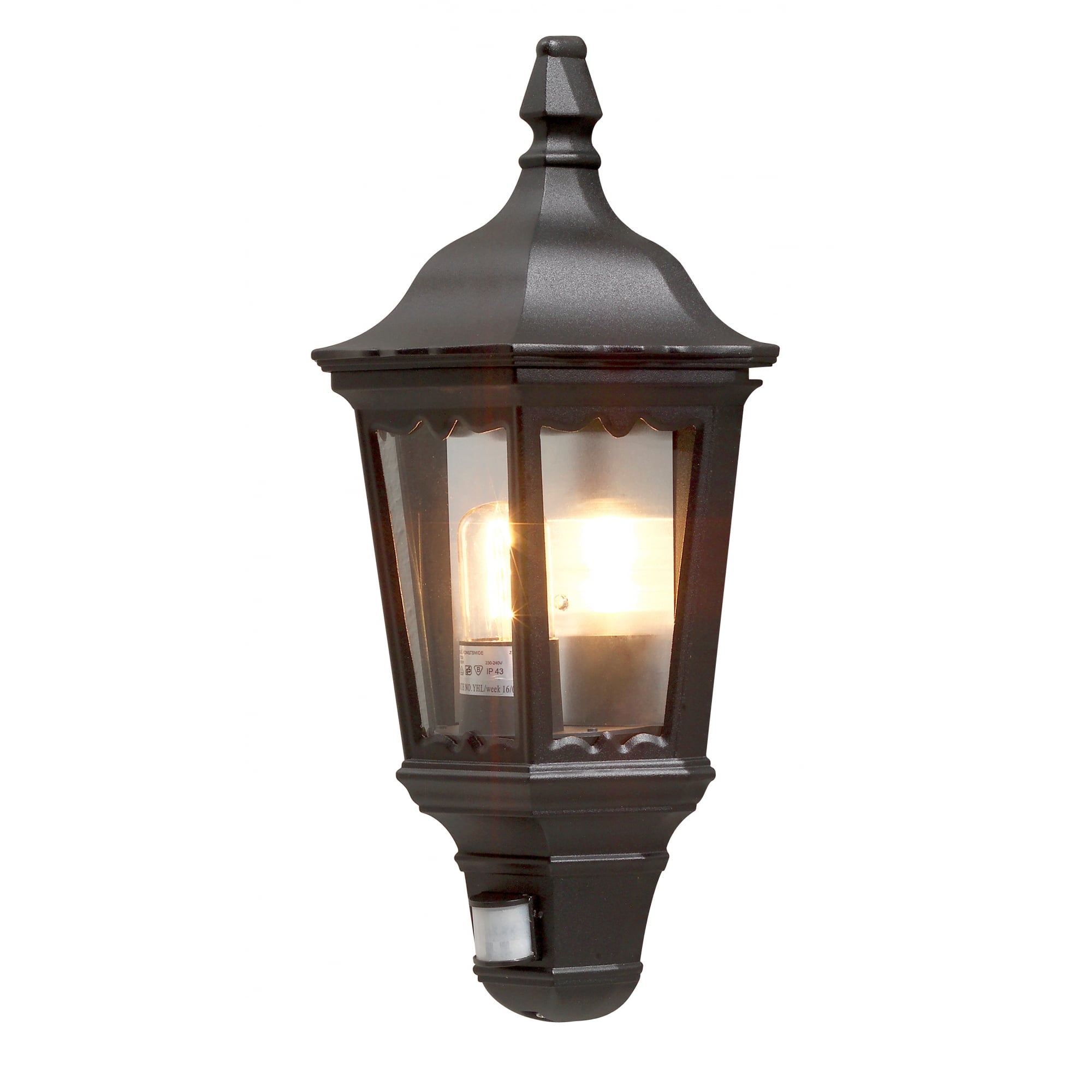 Firenze Black Half Lantern with PIR