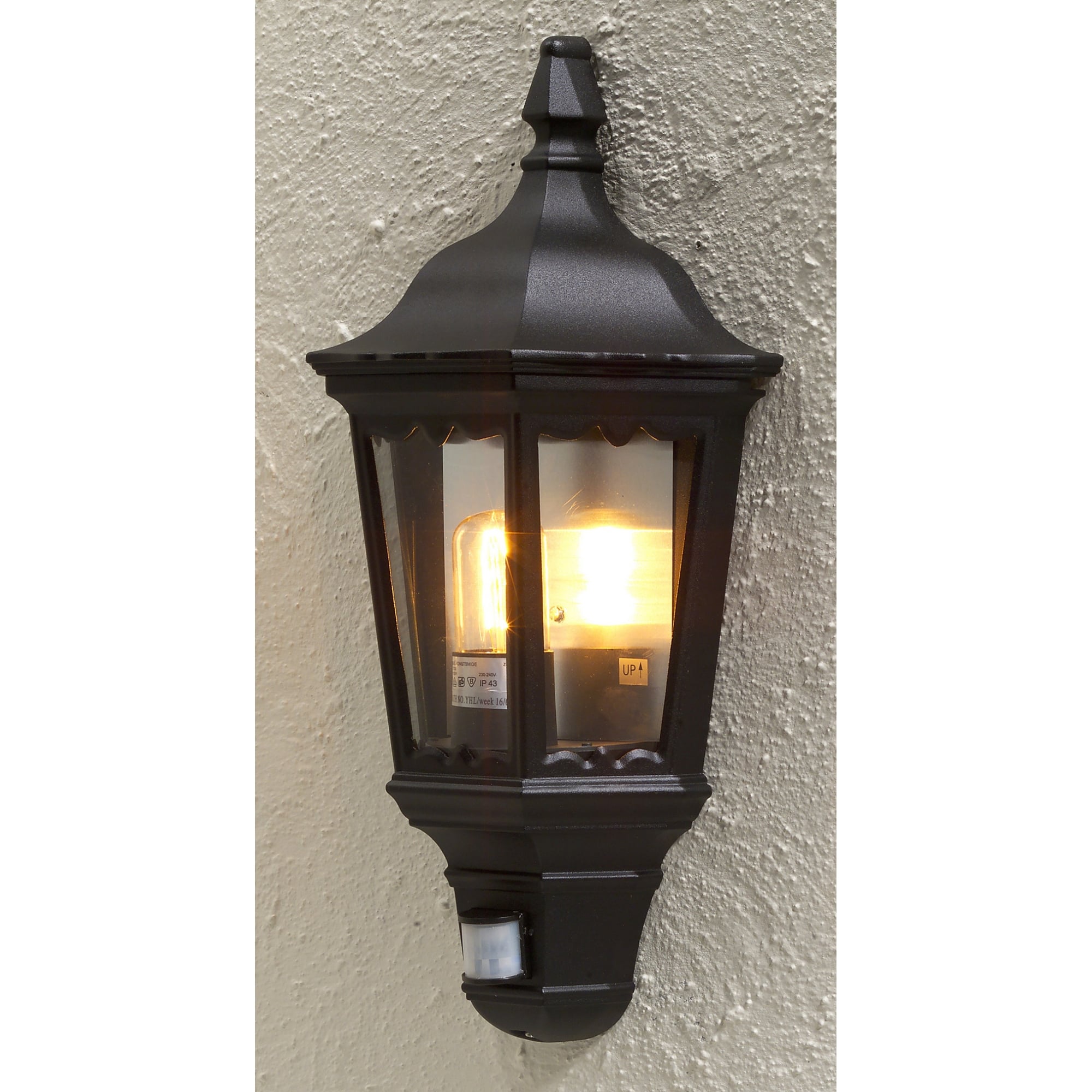 Firenze Black Half Lantern with PIR