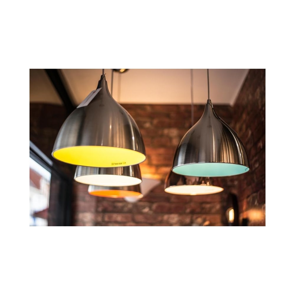 Bistro Modern Brushed Steel Ceiling Light Pendant