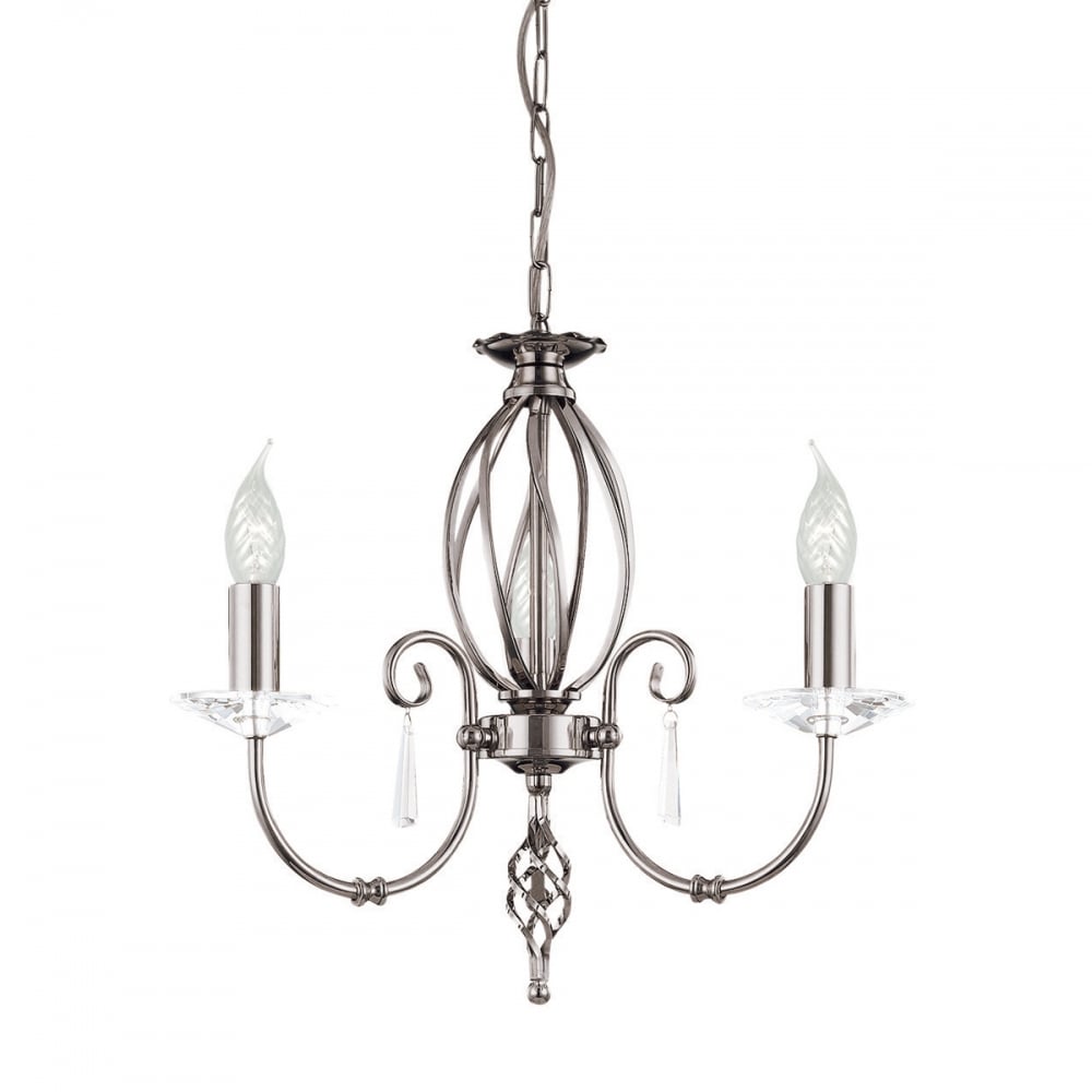 Aegean 3 Light Vintage Antique Traditional Chandelier Polished Nickel