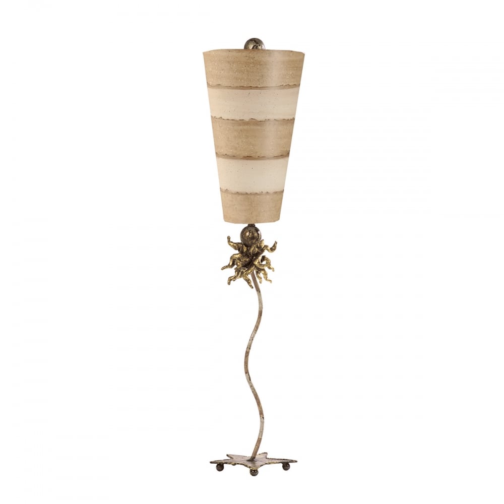 Anemone Gold Leaf and Cream Designer Table Lamp