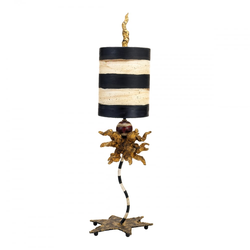 Dominique Black and White Zebra Print and Rich Gold Table Stand Light