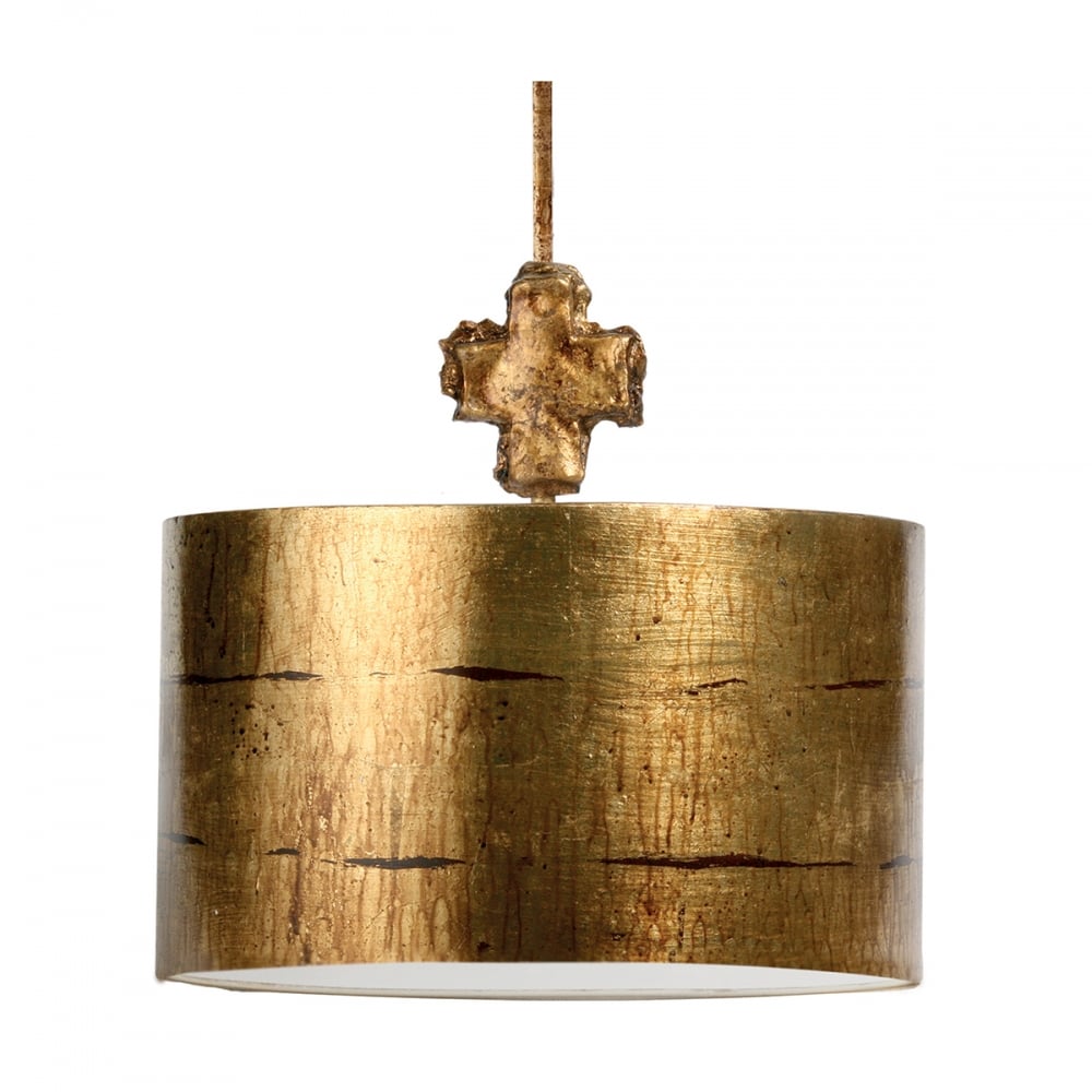 Fragment Gothic Gold Island Drum Shade Pendant Light