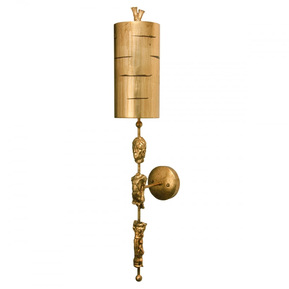 Fragment Gothic Statue Gold Small Cylinder Wall Sconce Light