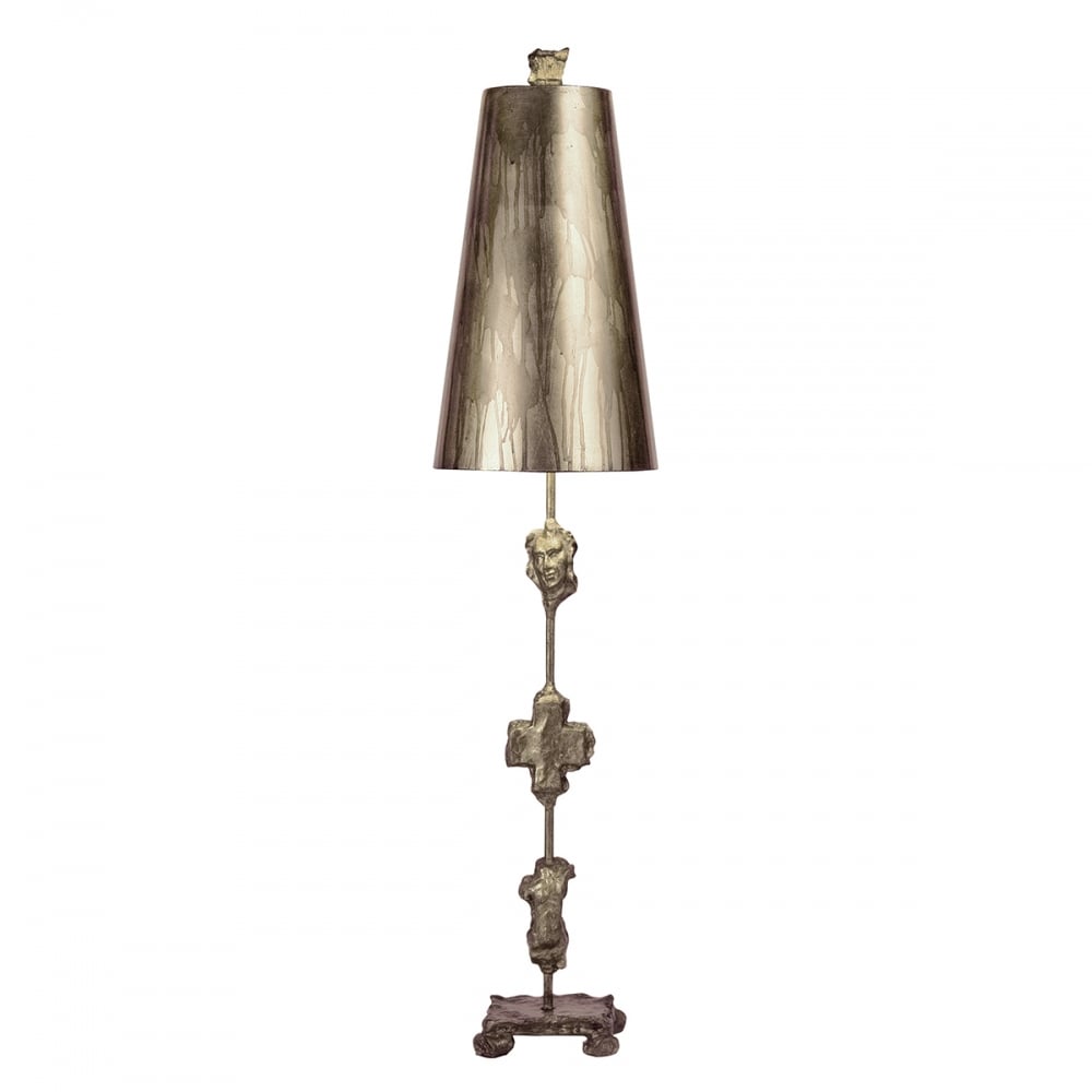 Fragment Gothic Silver Sill Table Lamp with Sculpture