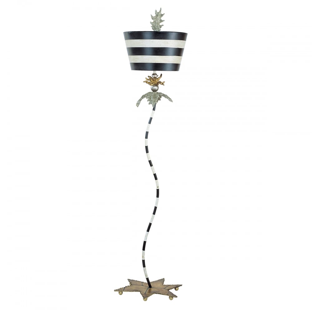 South Zebra Metal Floor Lamp with Gold Fittings and Shade