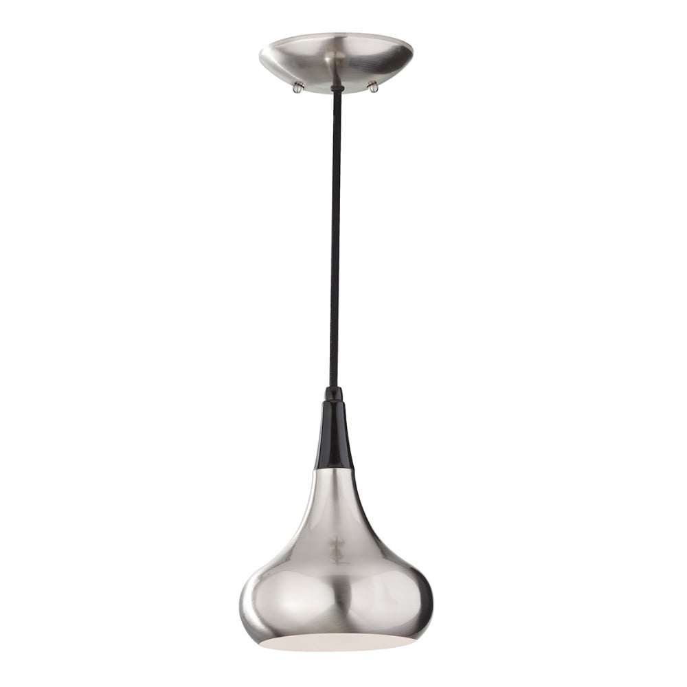 Beso Modern Brushed Nickel Domed Small Pendant Drop Light