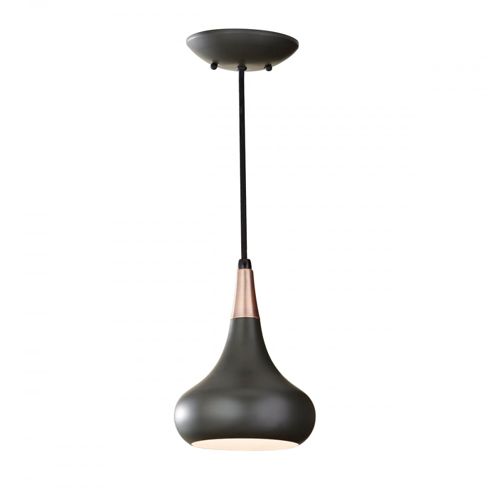 Beso Modern Black and Brushed Copper Small Pendant Drop Light