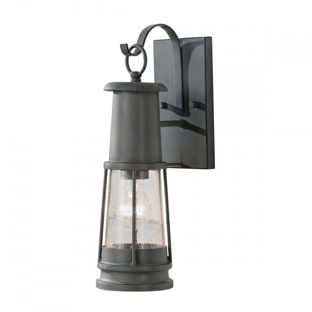 Marine Style Blue Grey Oil Style Wall Lantern with Speckled Glass