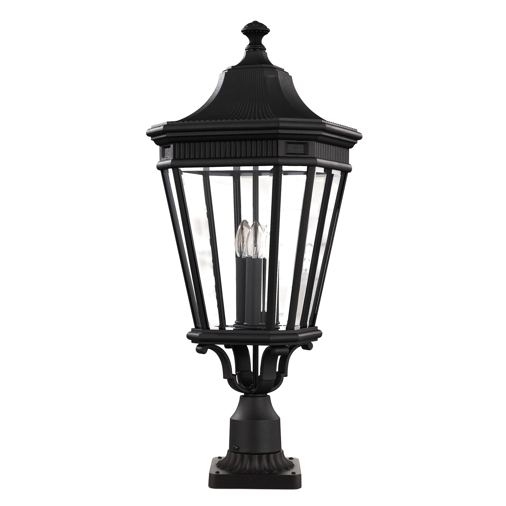 Large Victorian Pillar Top Black Lantern Head and Base