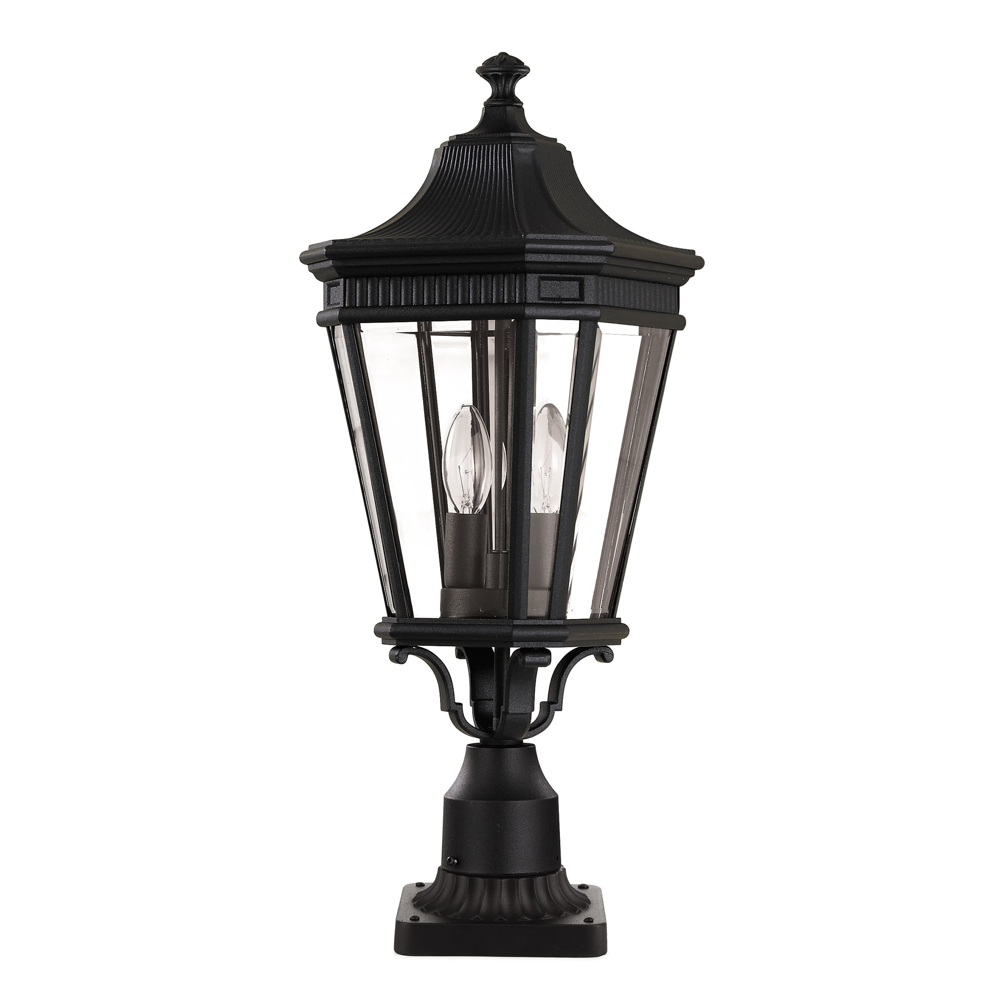 Medium Victorian Pillar Top Black Lantern Head and Base