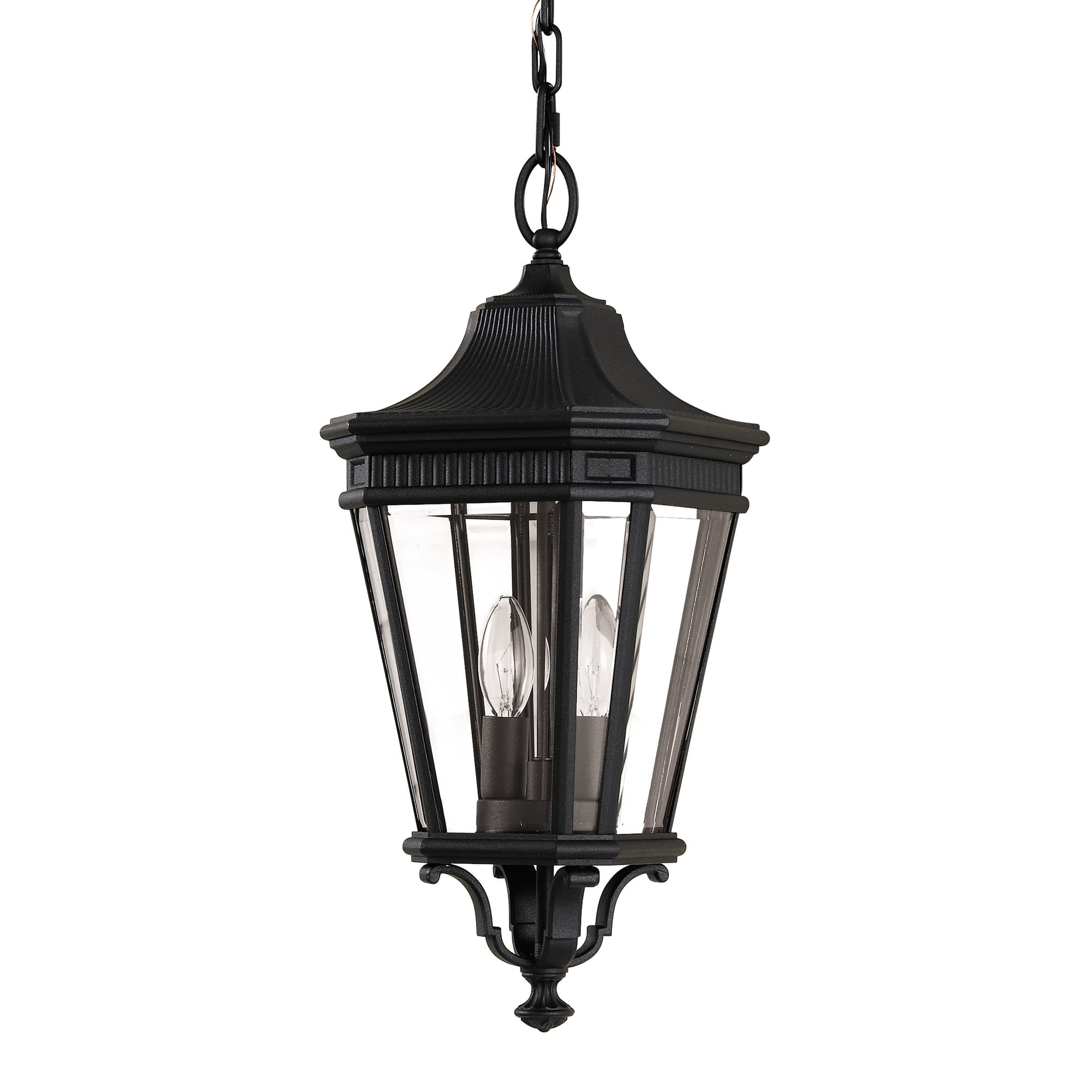 Victorian Style External Medium Porch Hanging Black Lantern