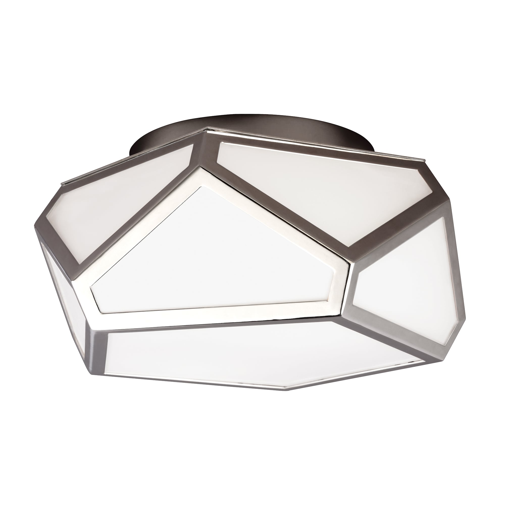 Contemporary Ceiling Flush Mounted Glass and Nickel Diamond Light