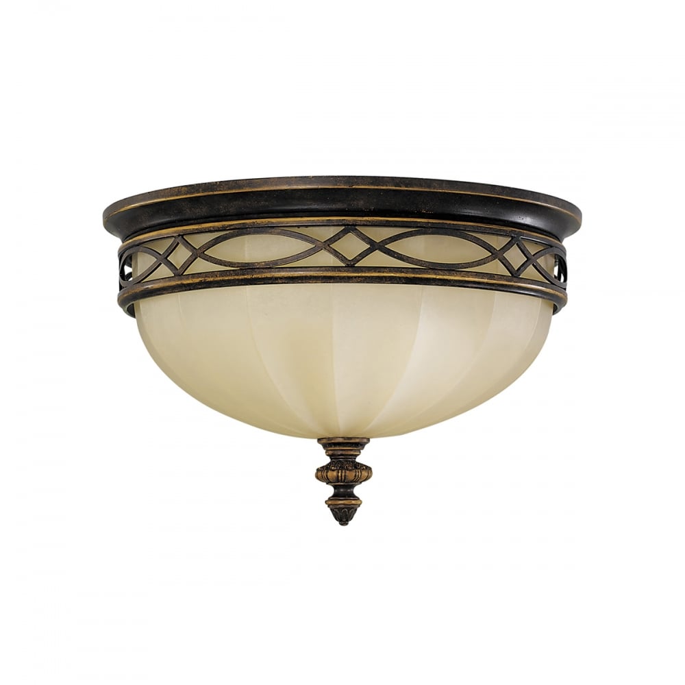 Georgian Flush Bow LED Scavo Glass Ceiling Light