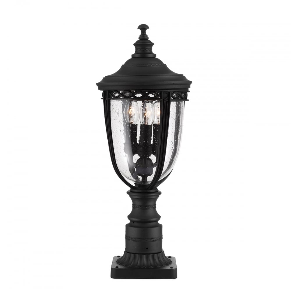 Medium Victorian Black Pillar Top Pedestal Lantern Light