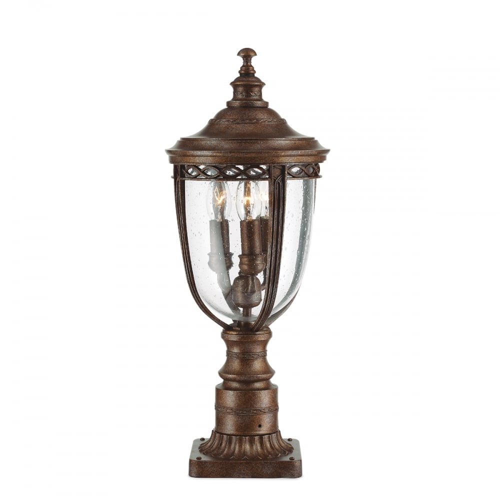 Medium Victorian Aged Bronze Pillar Top Pedestal Lantern Light