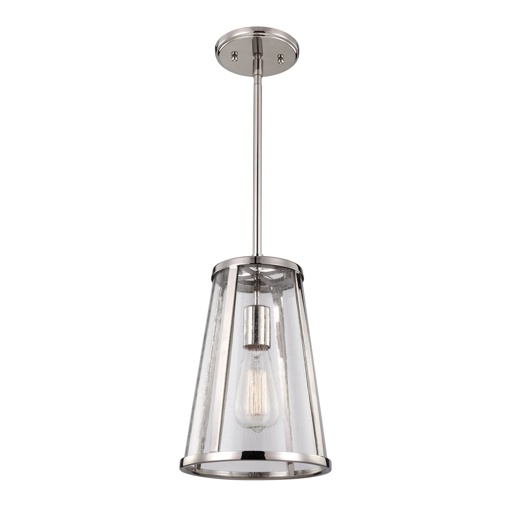 Polished Nickel Ceiling Pendant Light with Speckled Glass