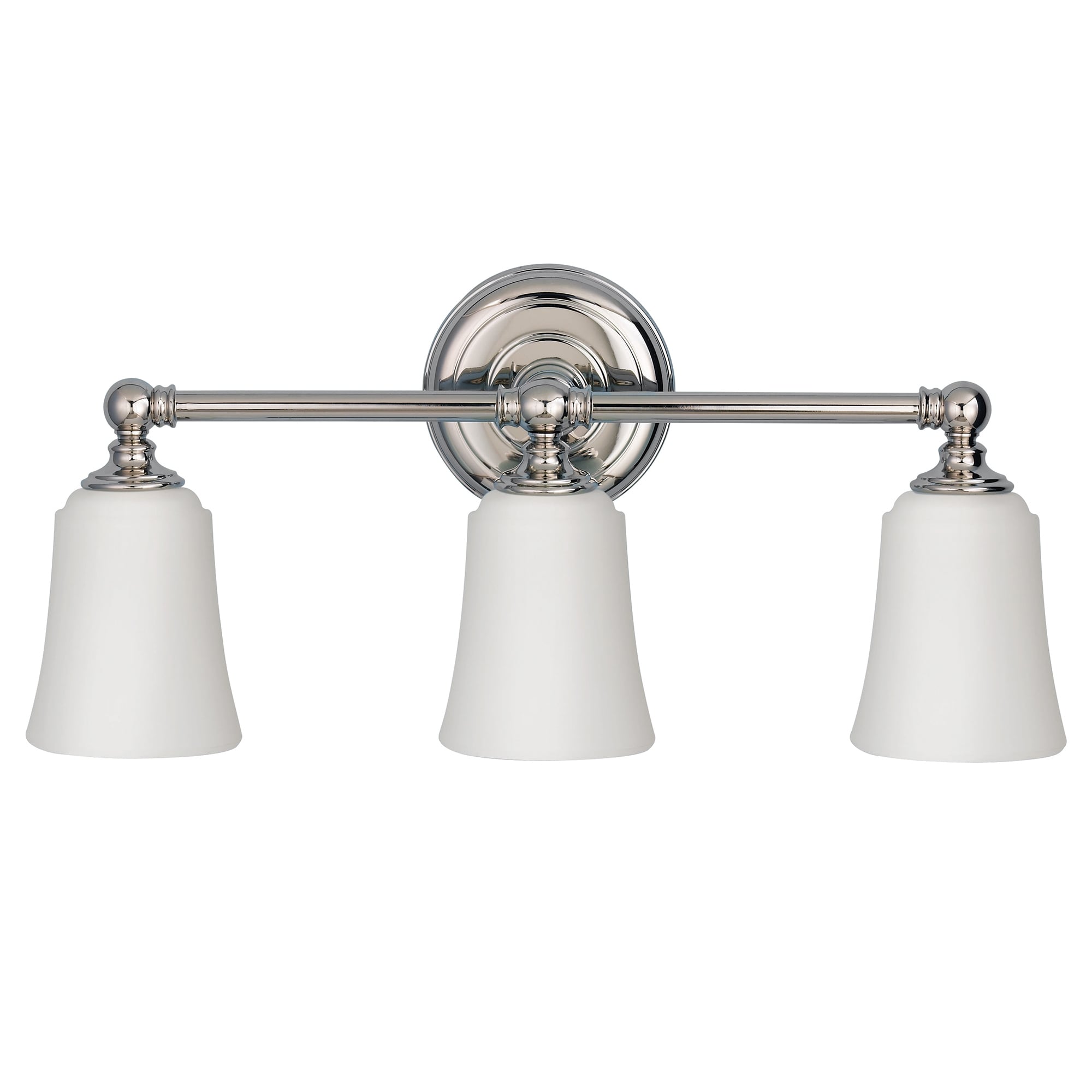 Polished Nickel Bathroom Vanity Unit Triple Mirror Wall Light Sconce with Opal Shades