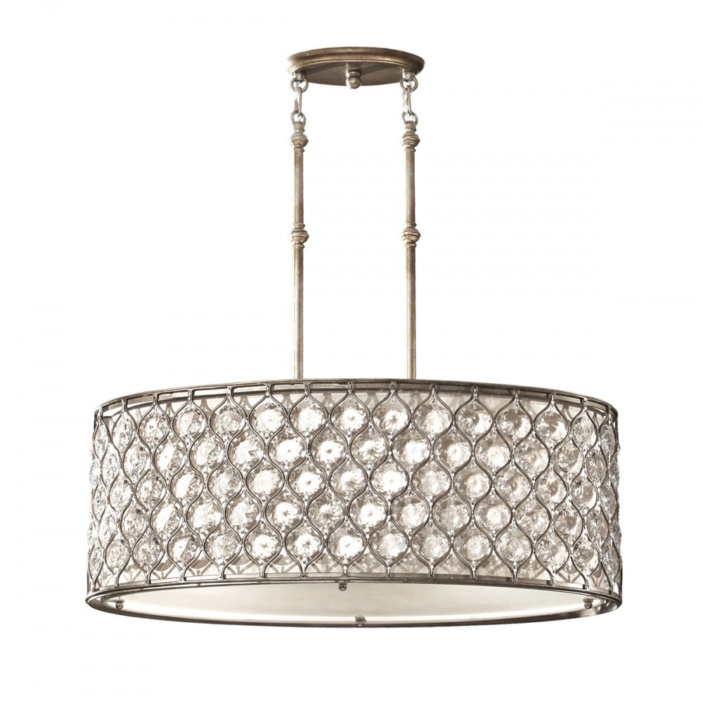 Burnished Silver Island Crystal Hanging Light