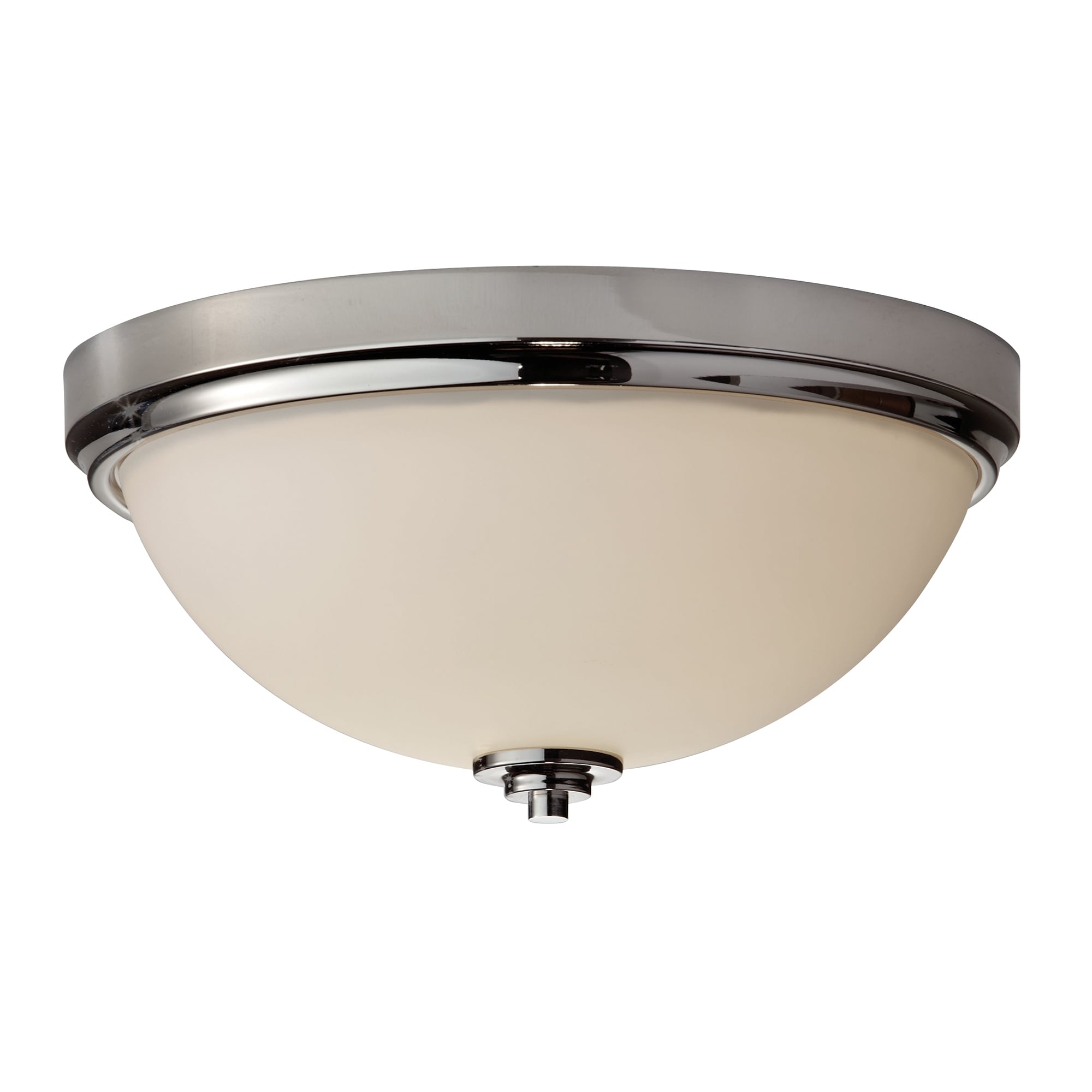 Modern Polished Chrome Ceiling Flush Light with Opal Shade