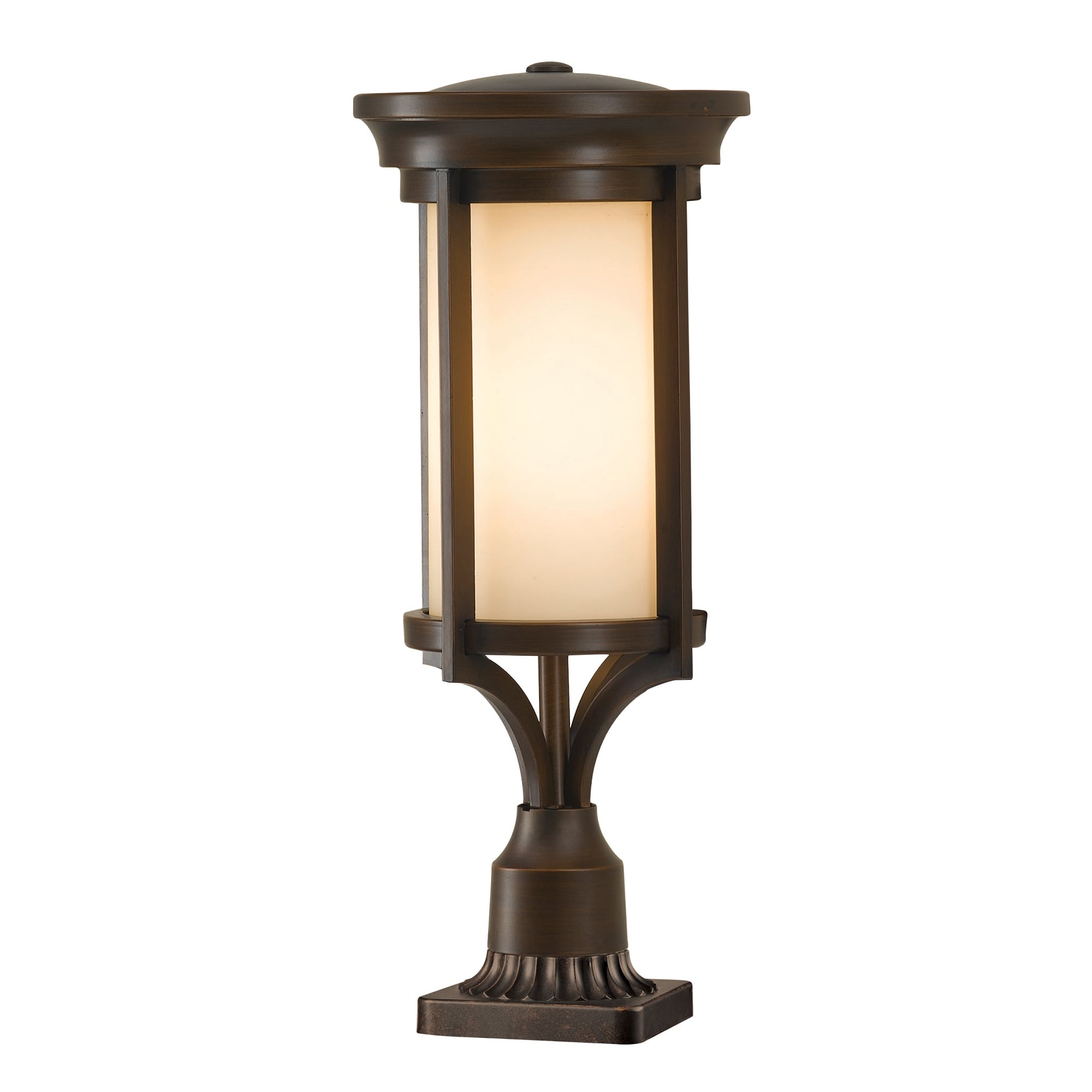 Heritage Bronze Small Pedestal Wall Lantern with Amber Glass