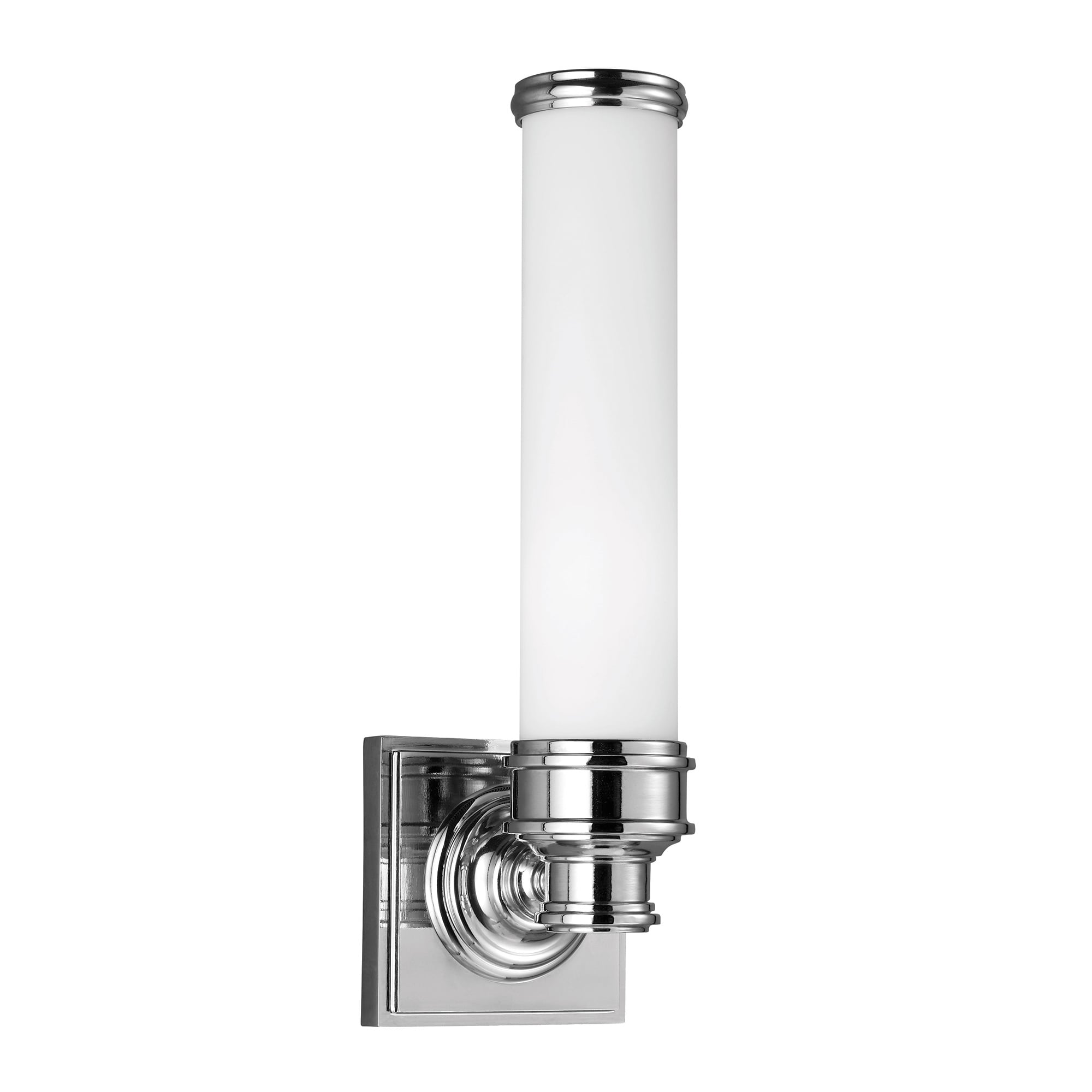 Bathroom Ceiling Wall Tubular Sconce Light in Nickel with Opal Glass