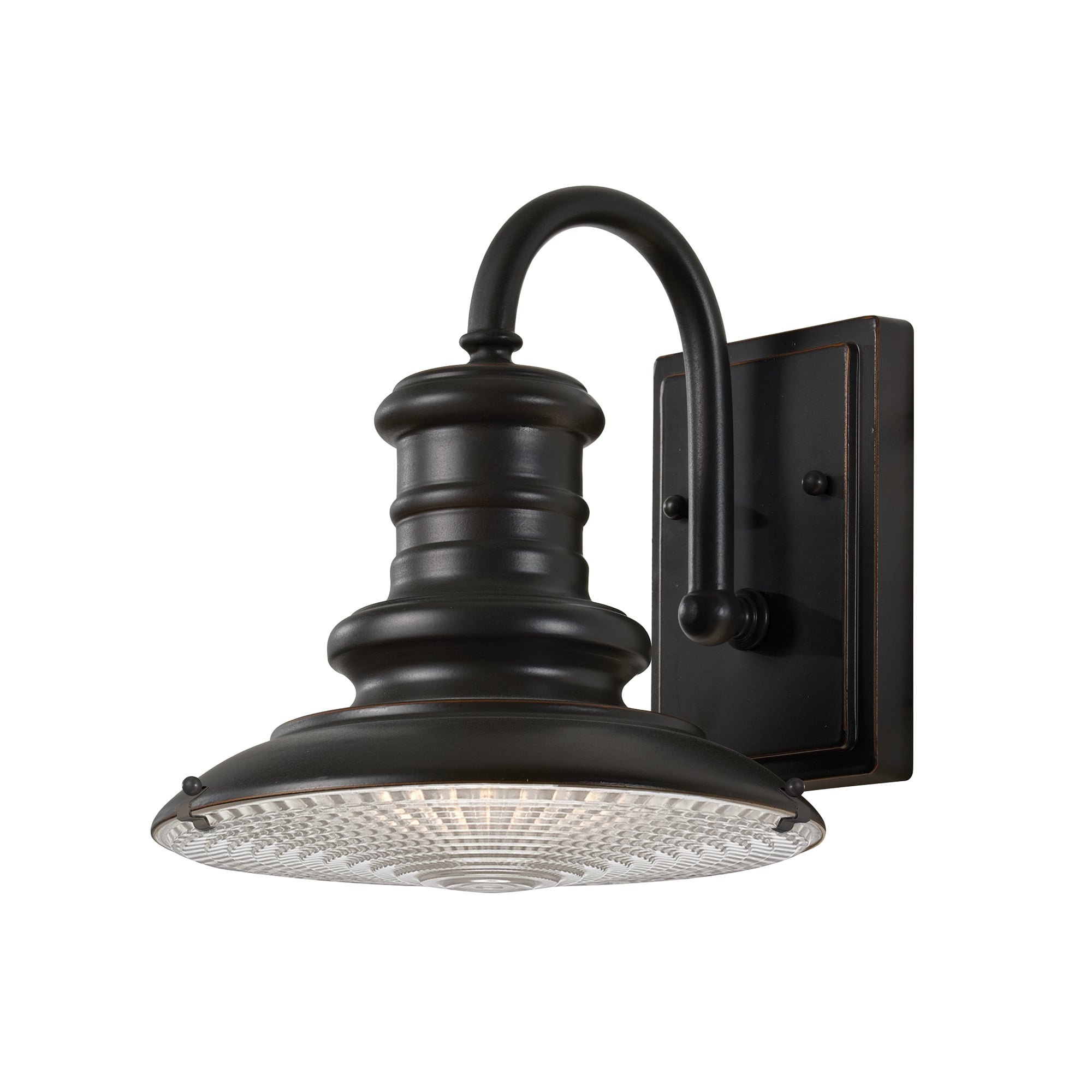 Vintage Station Light in Restoration Bronze with Rippled Bottom Diffuser, Small