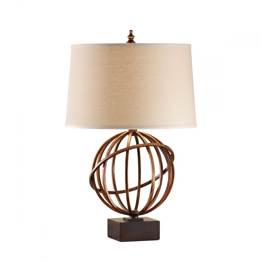 Firenze Gold Table Lamp Base with Rustic Metal Frame and Solid Base Block