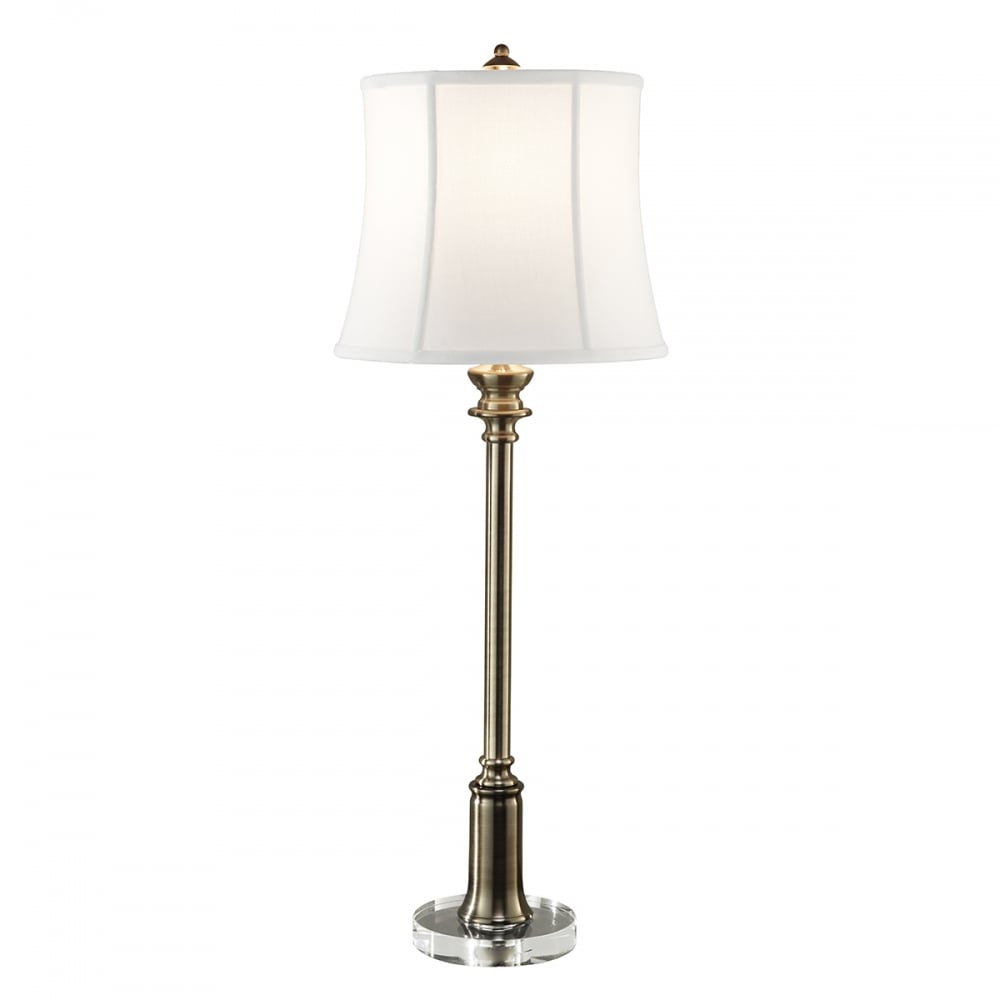 Bali Brass Sill Buffet Lamp with Ivory White Lampshade